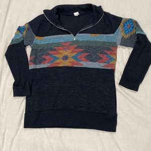 Aztec print 1/4 zip pullover